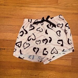 💕 Amazon Women's Light Pink Heart-Print Lounge Shorts with Black Bow 💕